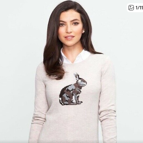Talbots Rabbit Intarsia Oatmeal Sweater small -  ASO Taylor Swift - Picture 2 of 5